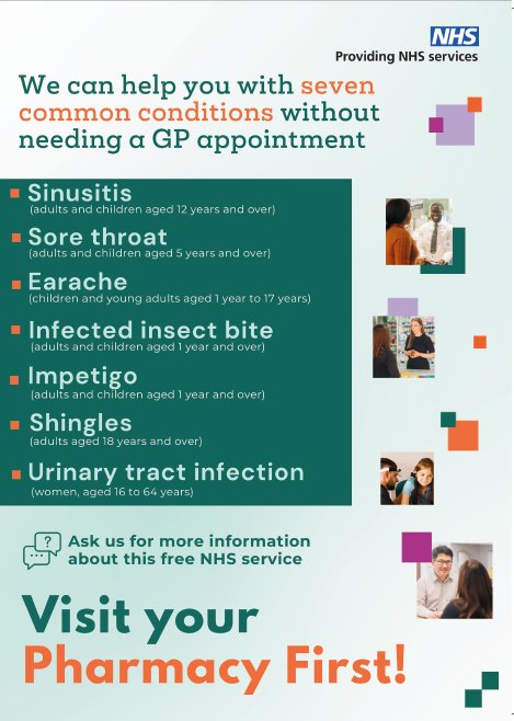Think Pharmacy First poster